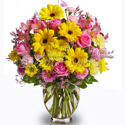 Bouquet di rose e gerbere arancio