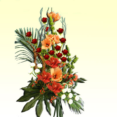 Mazzo di fiori natalizio con amarillis