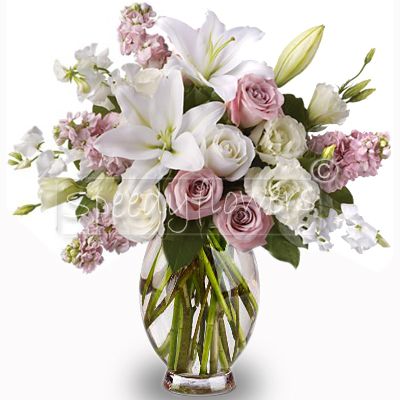 Acquista On Line Bouquet Romantico Con Fiori Bianchi E Rosa