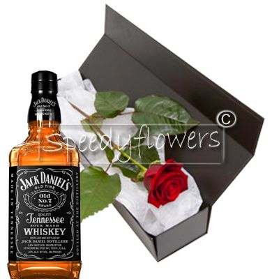 Bottle of Whisky and A Red Rose for Father's Day